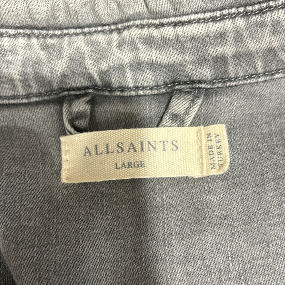 All Saints Gray Washed Denim Button-Down Shirt - Picture 6 of 6